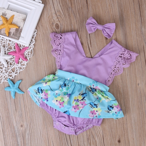 Summer Newborn Baby Girls Pruple Clothes