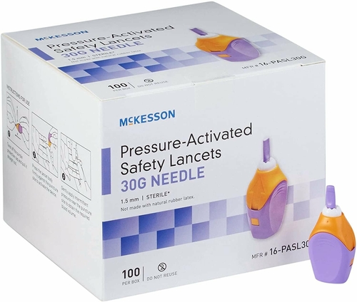 McKesson Case of 2000 Safety Lancets Needle Orange/Purple 1.5 mm.