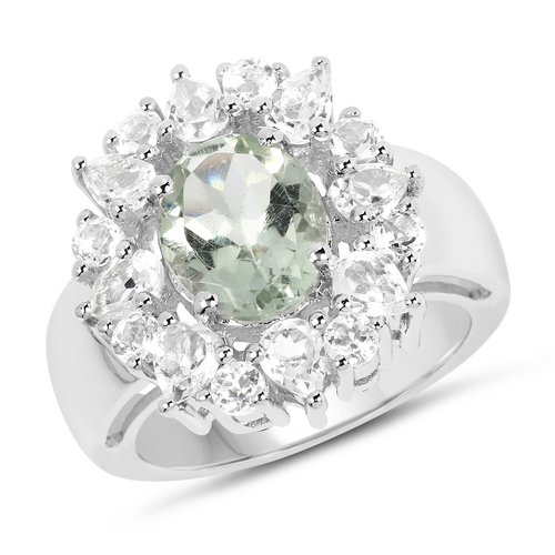 4.58 Carat Genuine Green Amethyst & White Topaz .925 Sterling Silver