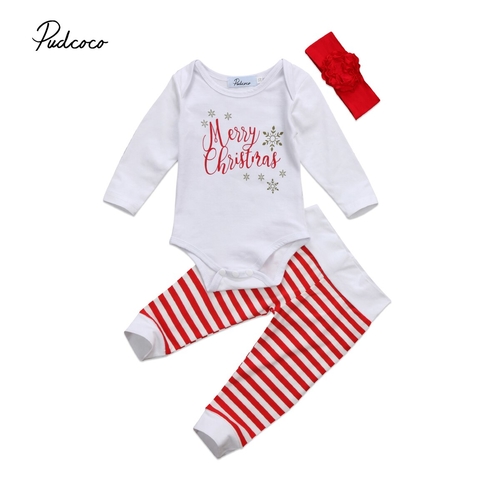 Babies 3 pcs Xmas Stripes Clothing Set Newborn