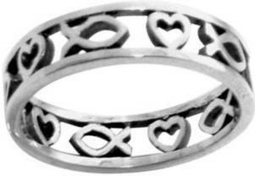 Solid Rock Jewelry 43967 Ring Fish Heart Style 483 Ss Sz 10