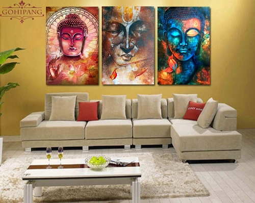 3 Pieces Buddha Image Portrait Art