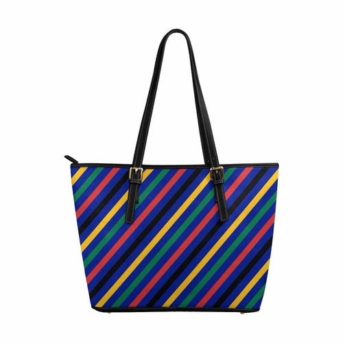 Large Leather Tote Shoulder Bag - Bohemian Multicolor Illustration