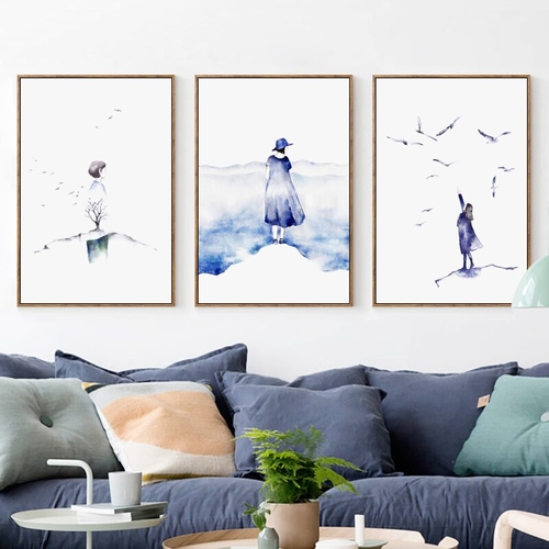 Modern Minimalism Watercolor Cloud Woods Abstract