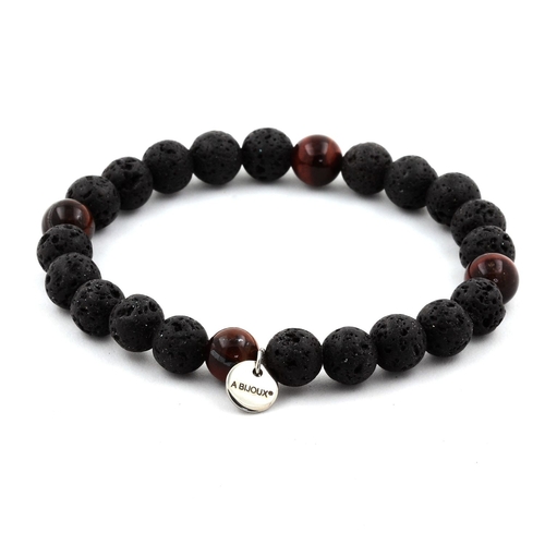 Red Tiger's Eye + Lava Bracelet 8 mm Beads.