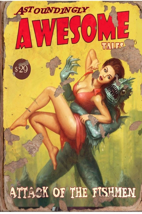 Awesome Adventure Tales   Metal  8 x 12 Tin Sign