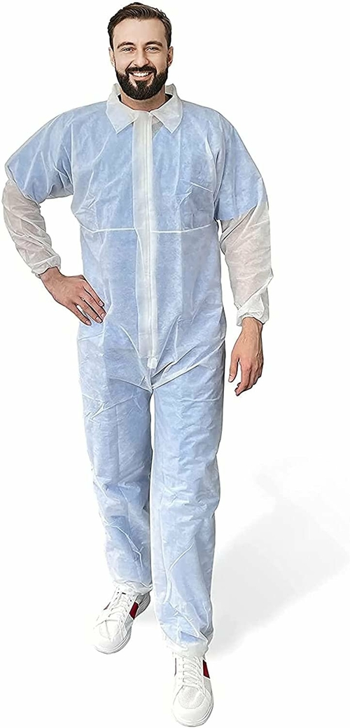 Hazmat Suits Disposable. Pack of 25 White Disposable Coveralls Medium