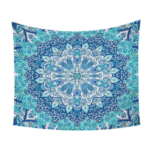 Blue Mandala Flower Tapestry Indian Bohemia