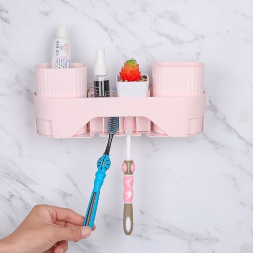 Self adhesive 2 cup with 4 Toothbrush Holder 