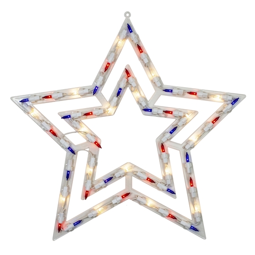 Northlight 34175087 17 in. Lighted Red White & Blue Patriotic Star Win