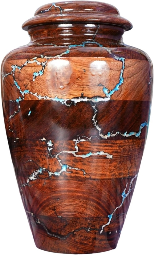 Handicraft Brown Mango Wood Cremation Urns