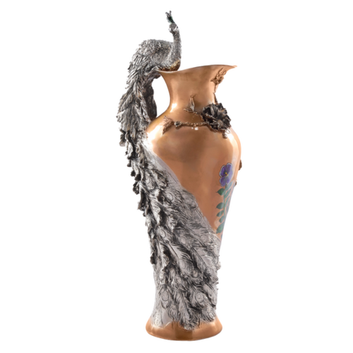 Silver Peacock Flower Vase (silver&golden) (SIZE) 19 inch (COLOR)