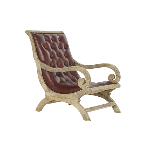 Armchair DKD Home Decor Brown Natural Wood 64 x 98 x 94 cm