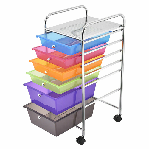 6 Drawers Storage Trolley Rolling Utility Cart