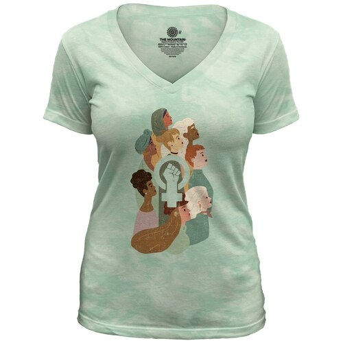 The Mountain 41916602814 Green Female Fist Logo V-Necks T-Shirt - 2XL