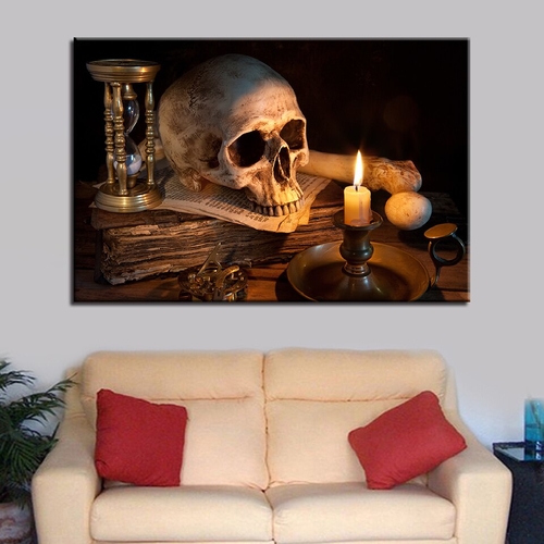1 Pieces Skull Burning Candle HD Print