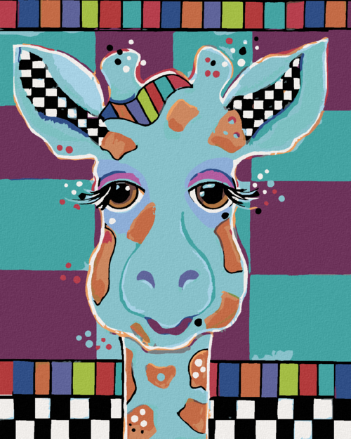 Zuty - Paint by Numbers - GIRAFFE ON COLOURED BACKGROUND (JONNA