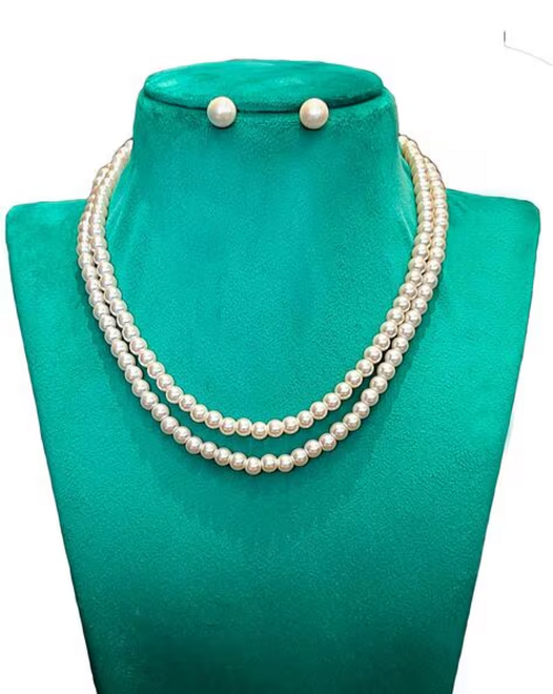 Pearl Necklace & Earrings Set