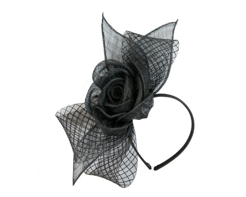 Large black sinamay bow racing fascinator