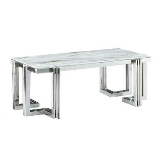 Centre Table DKD Home Decor White Silver Crystal Steel 120 x 60 x 45