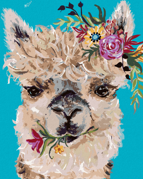 Paint by Numbers - LLAMA WITH FLOWER (HALEY BUSH)