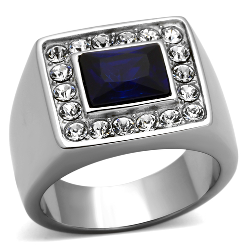 Men High Polished Stainless Steel Ring with Synthetic in Montana - Siz