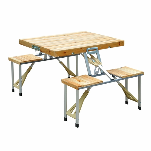 Outsunny Portable Wooden Dining Picnic Table Chair Set Folding Junior