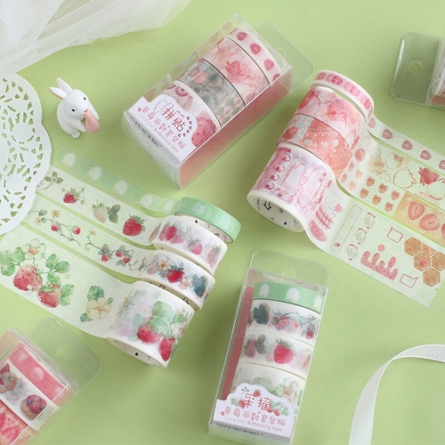 4PCS/SET Strawberry Lace Washi Tape Set