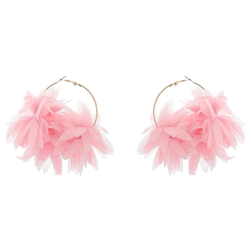 Fabric Leaf Earrings Fabric Pink Drops & Danglers for women