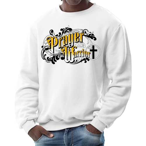 Mens Graphic Sweatshirt - Prayer Warrior Victorian Style Illustration