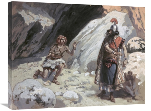 30 in. David & Saul in the Cave Art Print - James Tissot