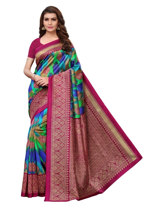 Generic Women's Silk Saree(Green, 5.5-6mtrs)