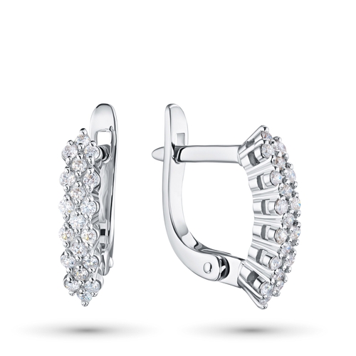 Sterling Silver Earrings with 38 Round-Cut Lab-Created Diamonds 0.372