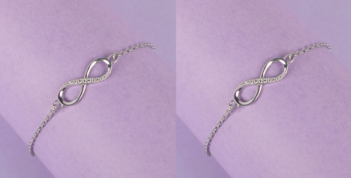 Sterling Silver Infinity Bracelet Adjustable, Rhodium Plated PACK OF 2