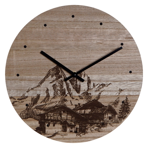 Wall Clock DKD Home Decor 8424001759712 Black Wood MDF Wood Moutain 30