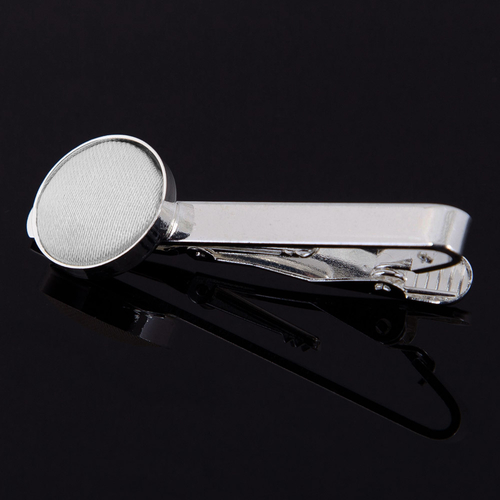 Plain Satin Tie Clip - White