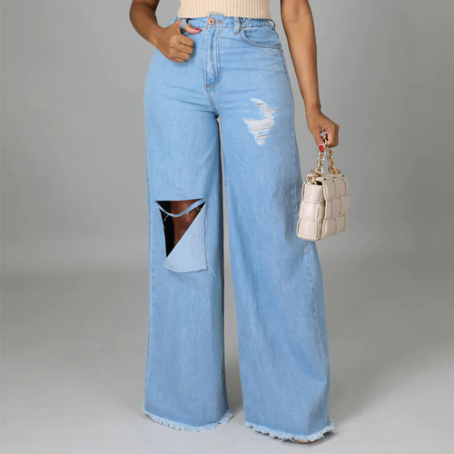 Cut-out Wide Leg Jean