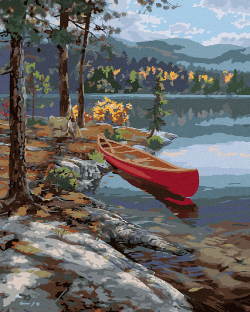 Zuty - Paint by Numbers - CANOE BY THE LAKE (DARRELL BUSH), 40x50 cm