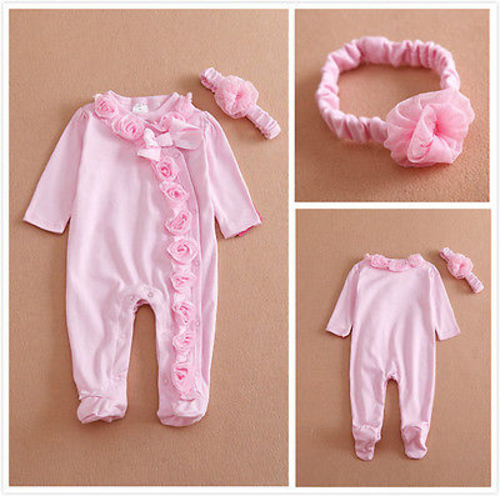 0~7M Long Sleeve Newborn Baby Girls Romper