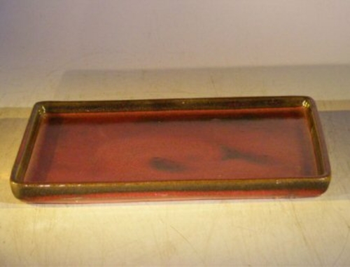Parisian Red Ceramic Humidity/Drip Bonsai Tray - Rectangle7.5" x 5.5"