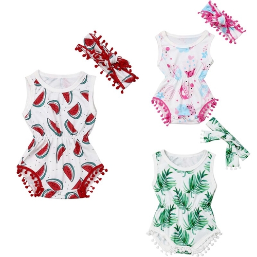 Newborn Baby Girl Boys Cute Bodysuits Headband