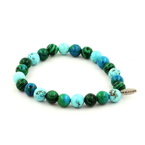 Chrysocolla + Malachite + Turquoise Bracelet 8 mm.