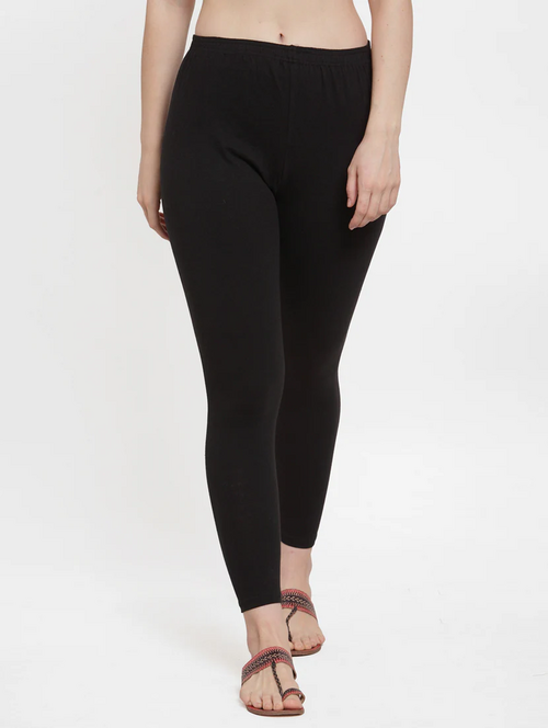 Women's Solid Ankle-Length Leggings(SizeXL)(Colorblack)