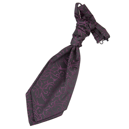 Swirl Pre-Tied Ruche Cravat - Boys - Black & Purple