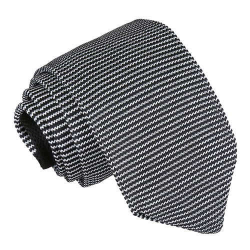 Pin Stripe Knitted Slim Tie - White & Black
