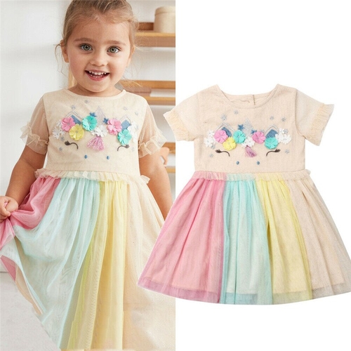 Kids Baby Girl Embroidery 3D Flowers Dress Girl