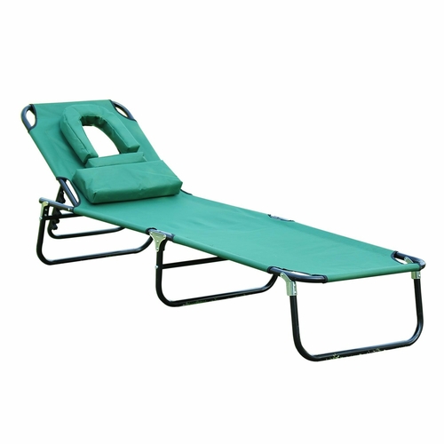 Outsunny Portable Adjustable Garden Beach Sun Lounger Chair Bed with