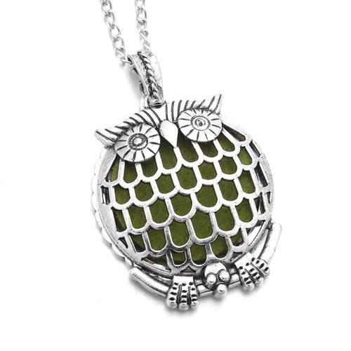 1pcs Owl Aroma Diffuser Necklace Open Antique