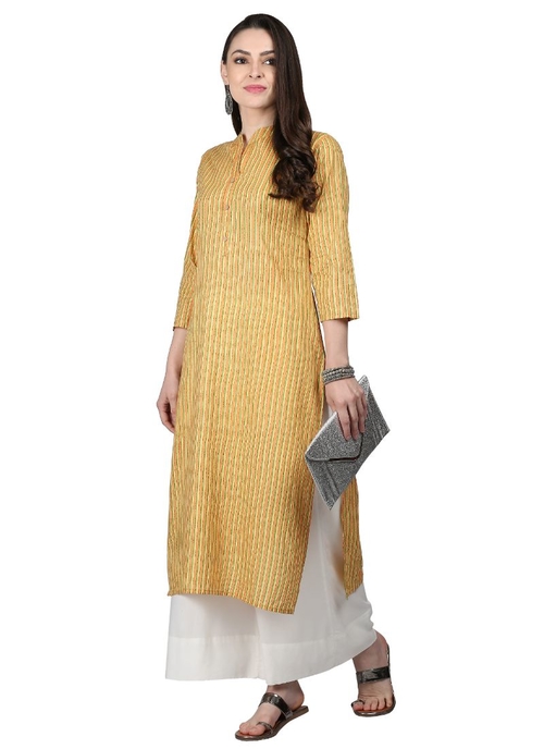 Light Yellow Color Cotton Kurti