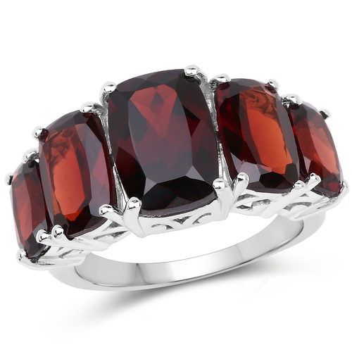 13.25 Carat Genuine Garnet .925 Sterling Silver Ring